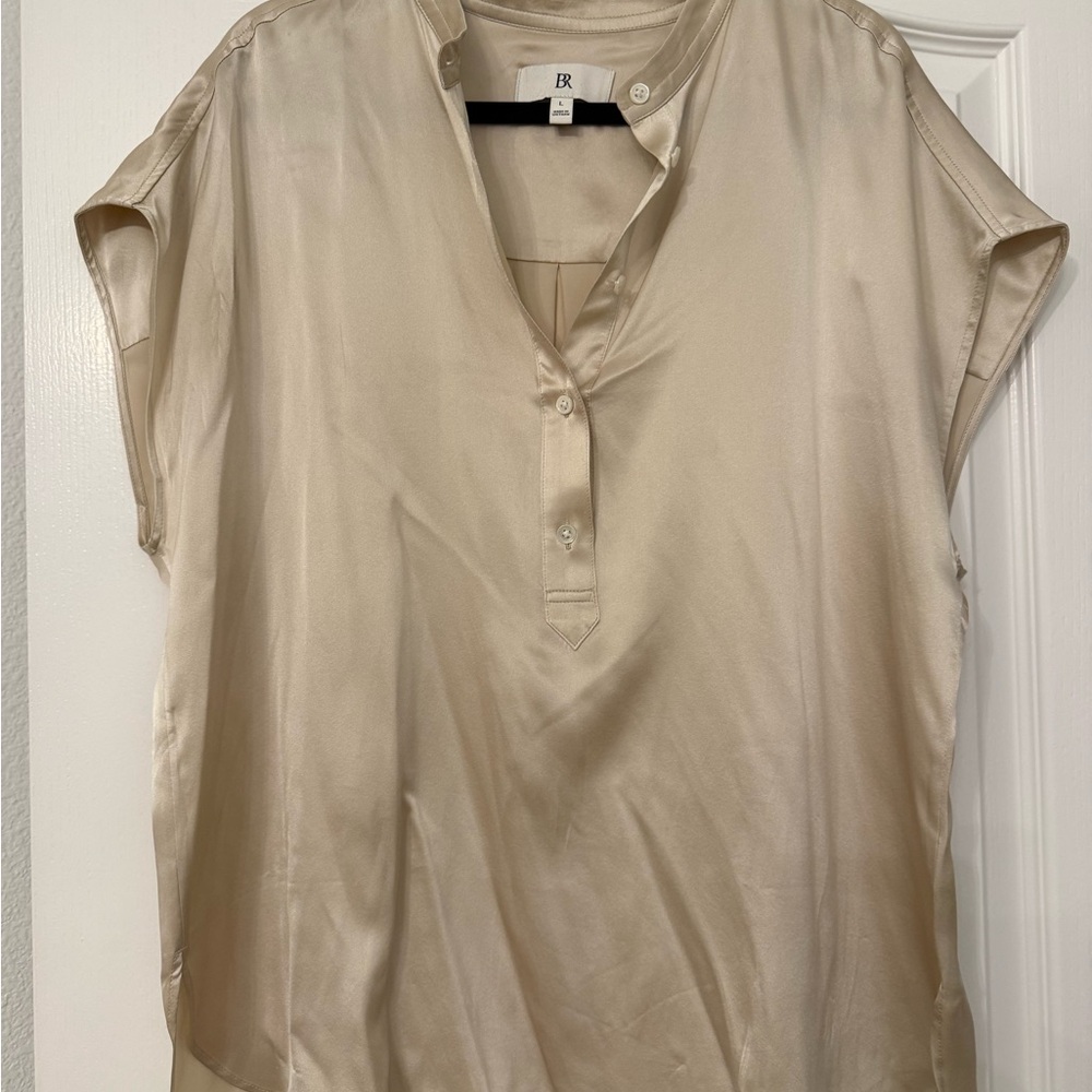 Banana Republic Cream 100% Silk Popover Blouse